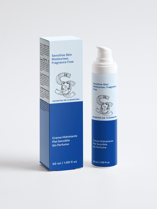 Crema Hidratante Facial para Piel Sensible Sin Perfume 50ml – Calma, Hidrata y Protege (Sensitive Skin Moisturiser, Fragrance Free 50ml.)