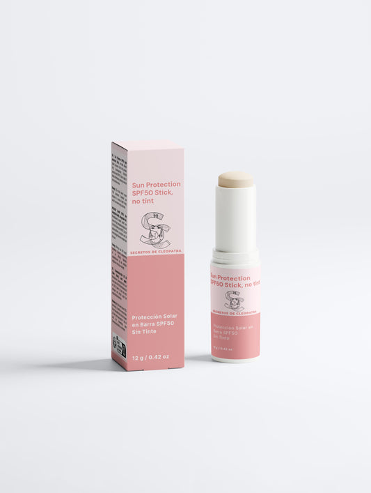Protector Solar Mineral en Barra SPF50 Sin Tinte – Amplio Espectro, Fácil de Aplicar y Apto para Piel Sensible (Sun Protection SPF50 Stick, no tint)