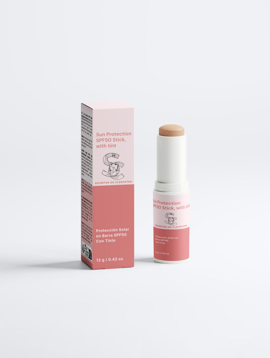 Protector Solar Mineral en Barra SPF50 Con Tinte – Amplio Espectro, Fácil de Aplicar y Apto para Piel Sensible (Sun Protection SPF50 Stick, with tint)