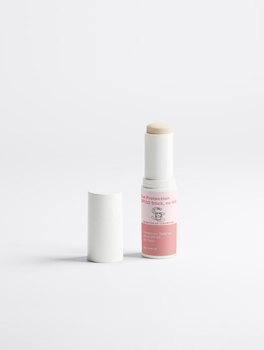 Protector Solar Mineral en Barra SPF50 Sin Tinte – Amplio Espectro, Fácil de Aplicar y Apto para Piel Sensible (Sun Protection SPF50 Stick, no tint)
